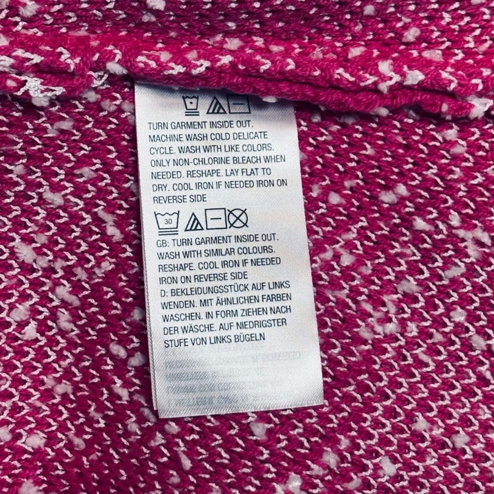 Isaac Mizrahi Cardigan Women Medium Pink Gingham Knit Blazer Fringe Preppy Fun - Picture 9 of 9